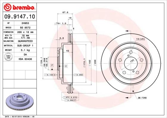 Brembo 09.9147.10 - Disque de frein cwaw.fr