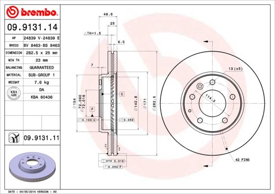 Brembo 09.9131.11 - Disque de frein cwaw.fr