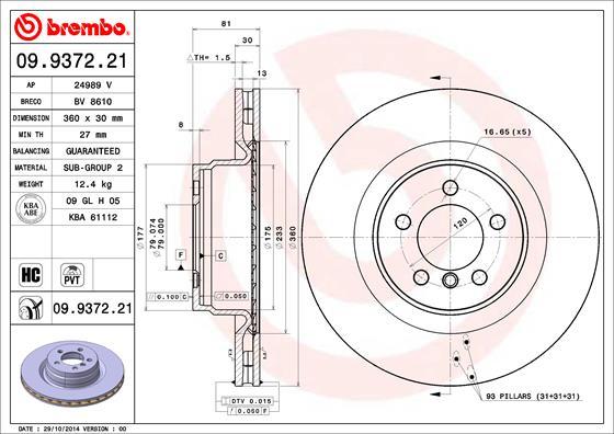 Brembo 09.9372.21 - Disque de frein cwaw.fr