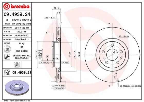 Brembo 09.4939.21 - Disque de frein cwaw.fr