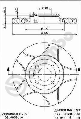 Brembo 09.4939.75 - Disque de frein cwaw.fr