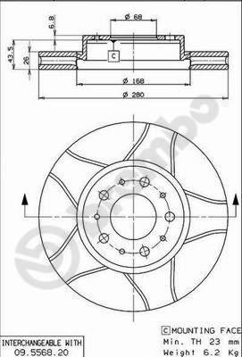 Brembo 09.5568.76 - Disque de frein cwaw.fr