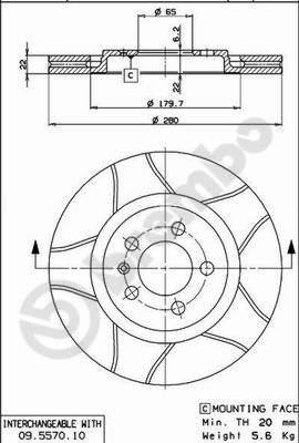 Brembo 09.5570.75 - Disque de frein cwaw.fr