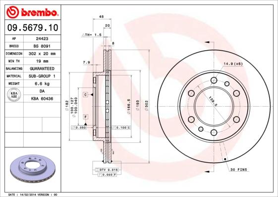 Brembo 09.5679.10 - Disque de frein cwaw.fr