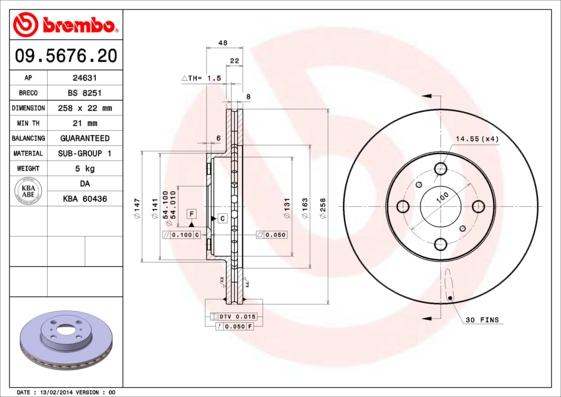 Brembo 09.5676.20 - Disque de frein cwaw.fr