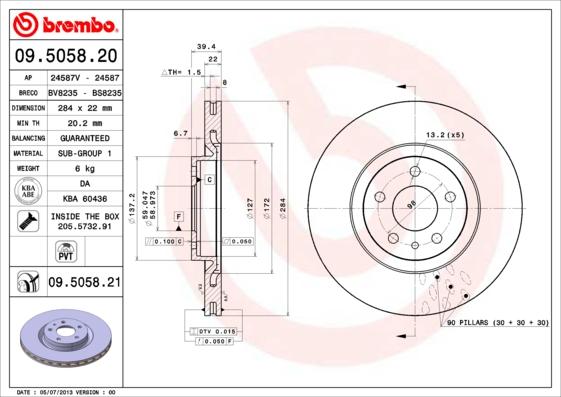 Brembo 09.5058.20 - Disque de frein cwaw.fr