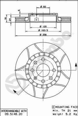 Brembo 09.5148.76 - Disque de frein cwaw.fr