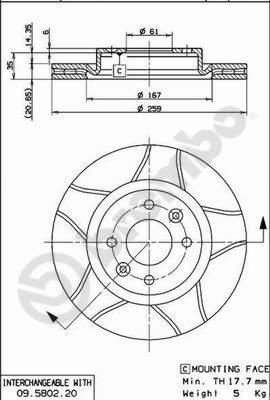 Brembo 09.5802.76 - Disque de frein cwaw.fr