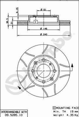 Brembo 09.5285.75 - Disque de frein cwaw.fr