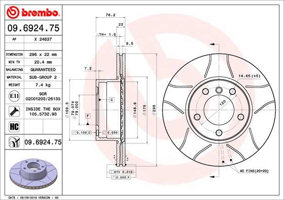 Brembo 09.6924.75 - Disque de frein cwaw.fr