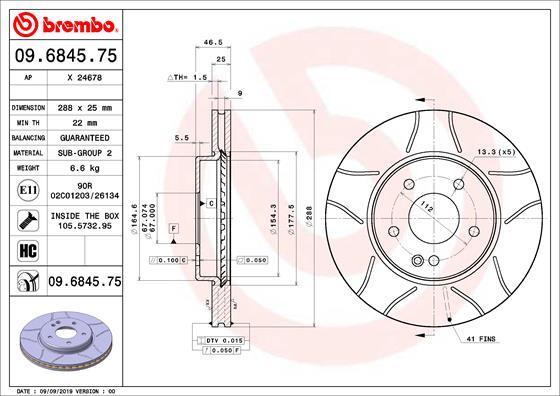 Brembo 09.6845.75 - Disque de frein cwaw.fr