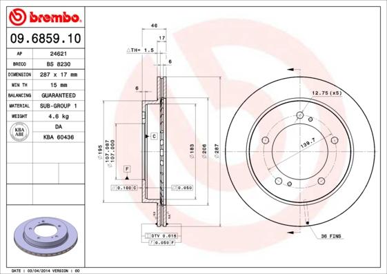 Brembo 09.6859.10 - Disque de frein cwaw.fr