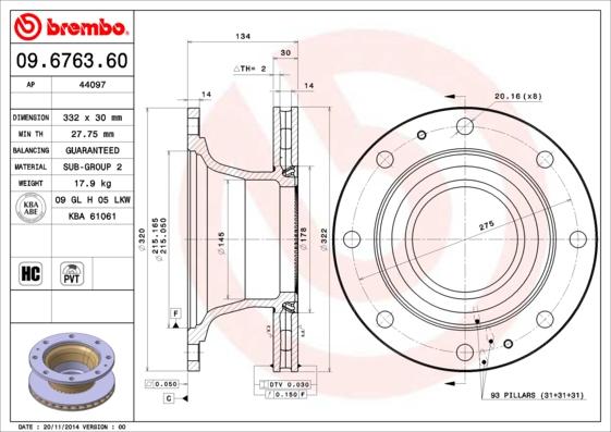 Brembo 09.6763.60 - Disque de frein cwaw.fr