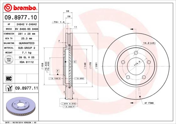 Brembo 09.8977.10 - Disque de frein cwaw.fr