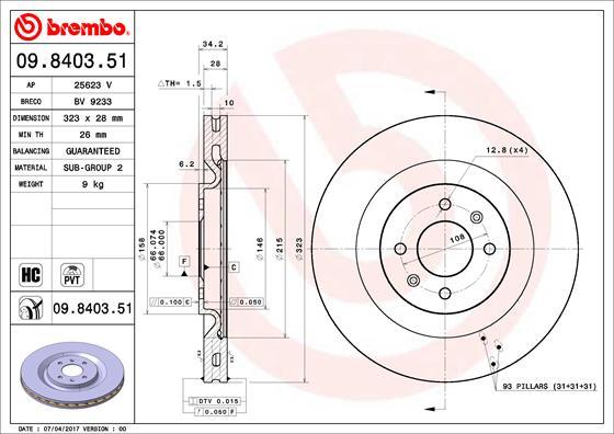 Brembo 09.8403.51 - Disque de frein cwaw.fr