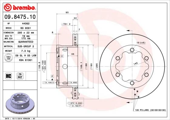 Brembo 09.8475.10 - Disque de frein cwaw.fr