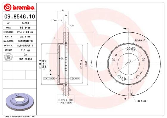 Brembo 09.8546.10 - Disque de frein cwaw.fr