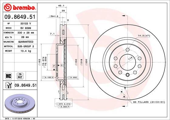 Brembo 09.8649.51 - Disque de frein cwaw.fr