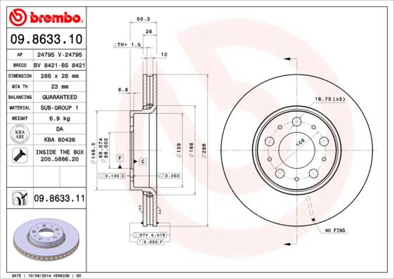 Brembo 09.8633.10 - Disque de frein cwaw.fr