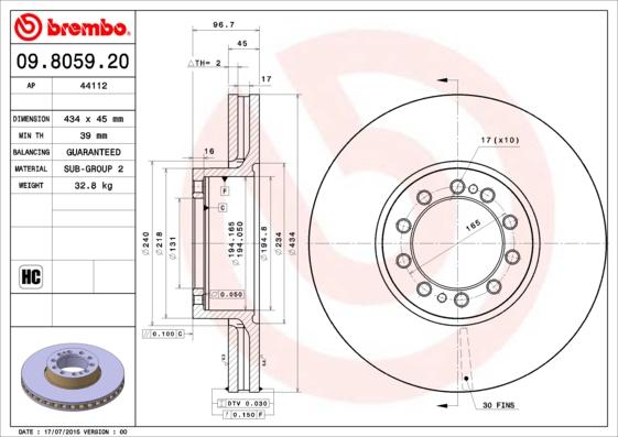 Brembo 09.8059.20 - Disque de frein cwaw.fr