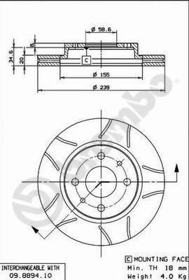 Brembo 09.8894.75 - Disque de frein cwaw.fr