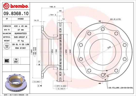 Brembo 09.8368.10 - Disque de frein cwaw.fr