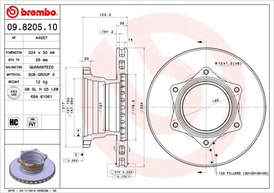 Brembo 09.8205.10 - Disque de frein cwaw.fr