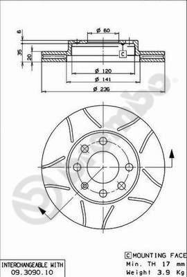 Brembo 09.3090.75 - Disque de frein cwaw.fr