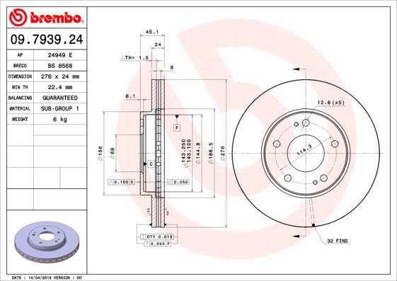 Brembo 09.7939.24 - Disque de frein cwaw.fr