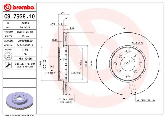 Brembo 09.7928.10 - Disque de frein cwaw.fr