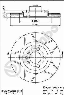 Brembo 09.7012.75 - Disque de frein cwaw.fr