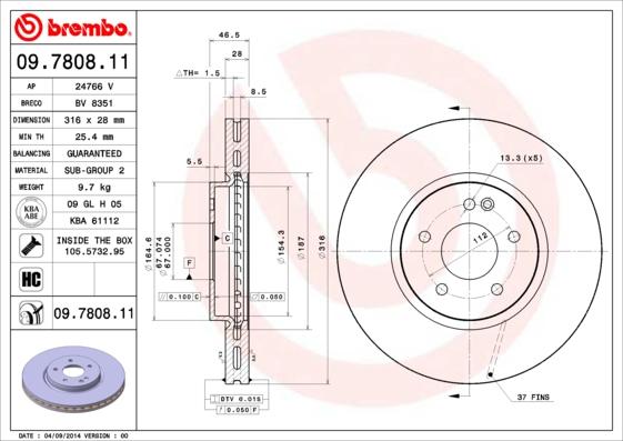 Brembo 09.7808.11 - Disque de frein cwaw.fr