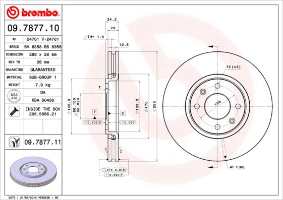 Brembo 09.7877.10 - Disque de frein cwaw.fr