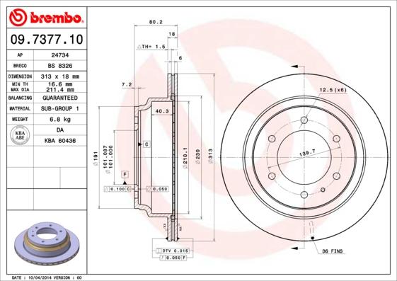 Brembo 09.7377.10 - Disque de frein cwaw.fr