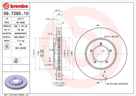 Brembo 09.7285.10 - Disque de frein cwaw.fr