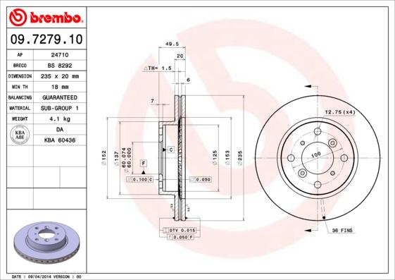 Brembo 09.7279.10 - Disque de frein cwaw.fr