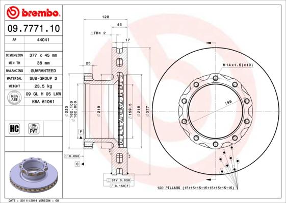 Brembo 09.7771.10 - Disque de frein cwaw.fr