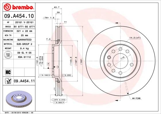 Brembo 09.A454.10 - Disque de frein cwaw.fr