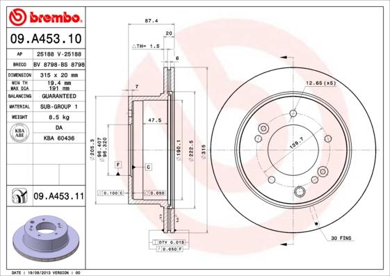 Brembo 09.A453.10 - Disque de frein cwaw.fr