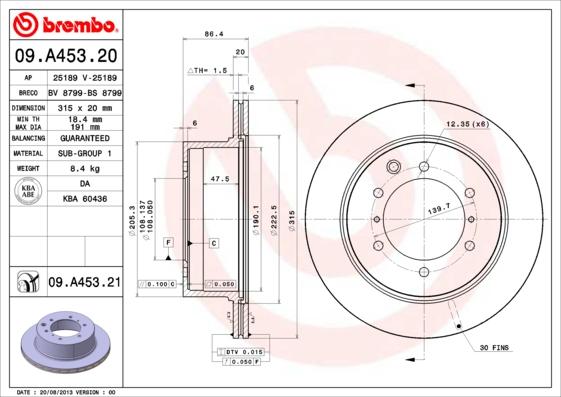 Brembo 09.A453.20 - Disque de frein cwaw.fr