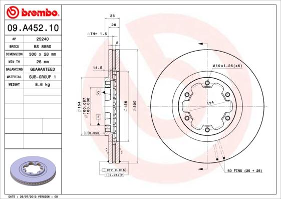 Brembo 09.A452.10 - Disque de frein cwaw.fr