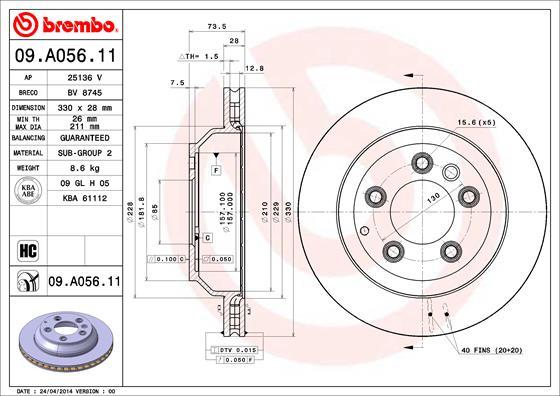 Brembo 09.A056.11 - Disque de frein cwaw.fr