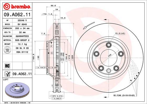 Brembo 09.A062.11 - Disque de frein cwaw.fr