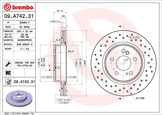 Brembo 09.A742.31 - Disque de frein cwaw.fr