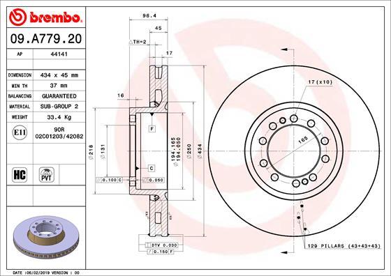 Brembo 09.A779.20 - Disque de frein cwaw.fr