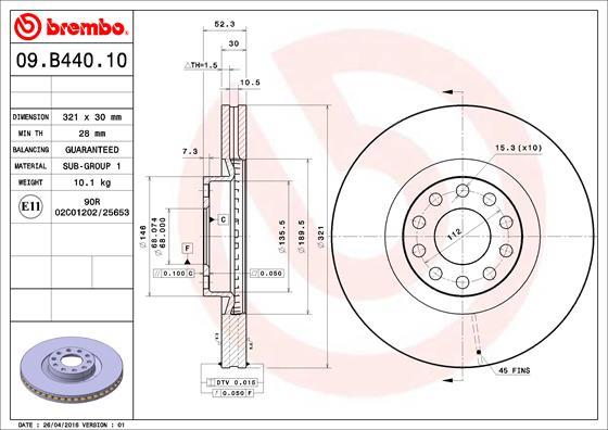 Brembo 09.B440.10 - Disque de frein cwaw.fr