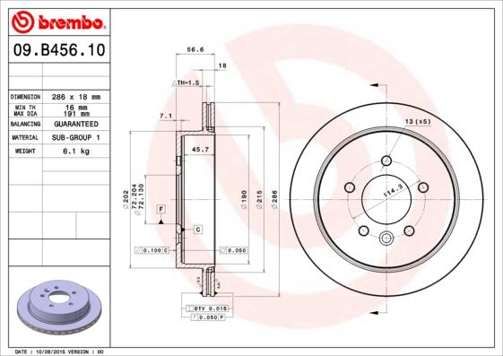 Brembo 09.B456.10 - Disque de frein cwaw.fr