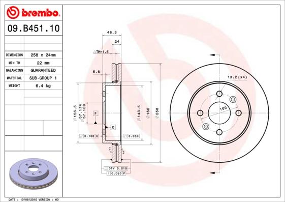 Brembo 09.B451.10 - Disque de frein cwaw.fr