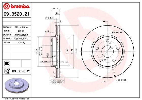 Brembo 09.B520.21 - Disque de frein cwaw.fr