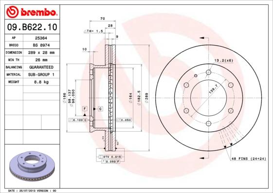 Brembo 09.B622.10 - Disque de frein cwaw.fr